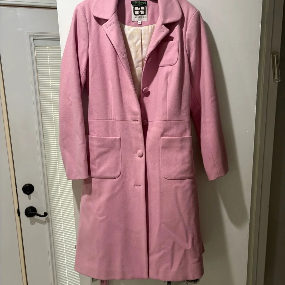 Elegant Pink Women's Trench Coat - Picture 1 of 4